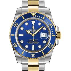 劳力士 Rolex 潜航者 SUBMARINER DATE 间金蓝水鬼 116613LB 镶钻版