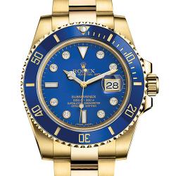 劳力士 Rolex 潜航者 Submariner 蓝水鬼 116618LB-0002 黄金镶钻 